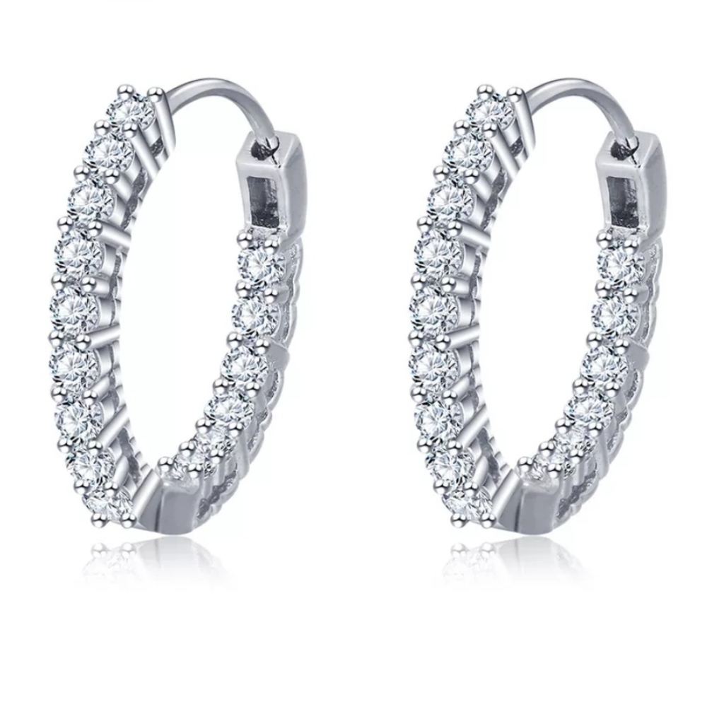 Silver Hoop Earrings - Picture 1 of 3